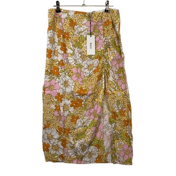 NEW! RAHI Floral Dixie Skirt Orange Sally Retro Floral Boho Size Small - Picture 1 of 11